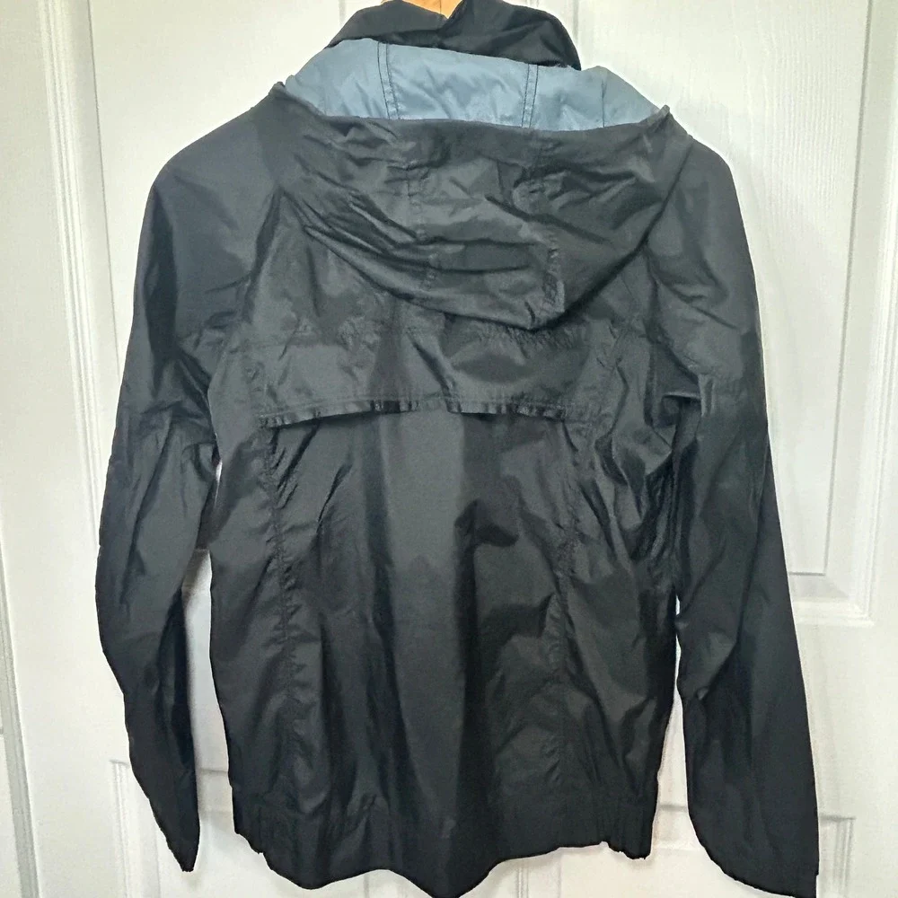 Columbia Mens Jacket Small Windbreaker Zip Hooded Black‎ Lightweight OmniShield